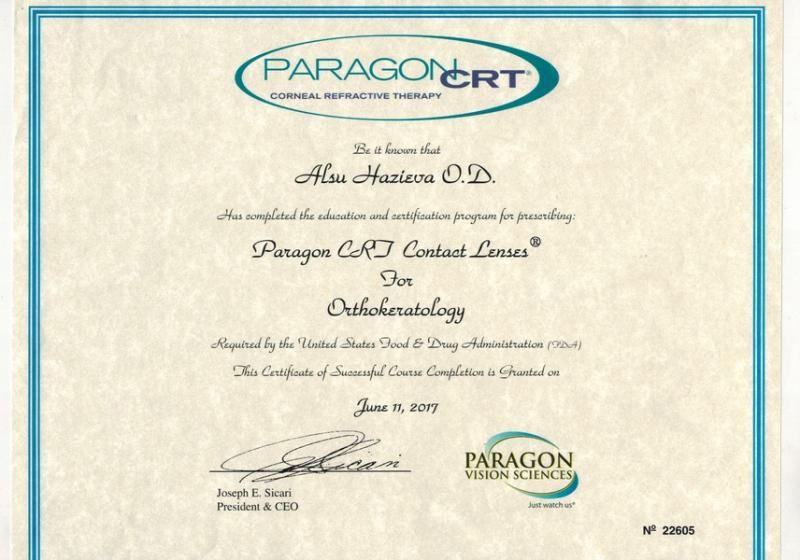 Сертификат клиники семейной офтальмологии #2